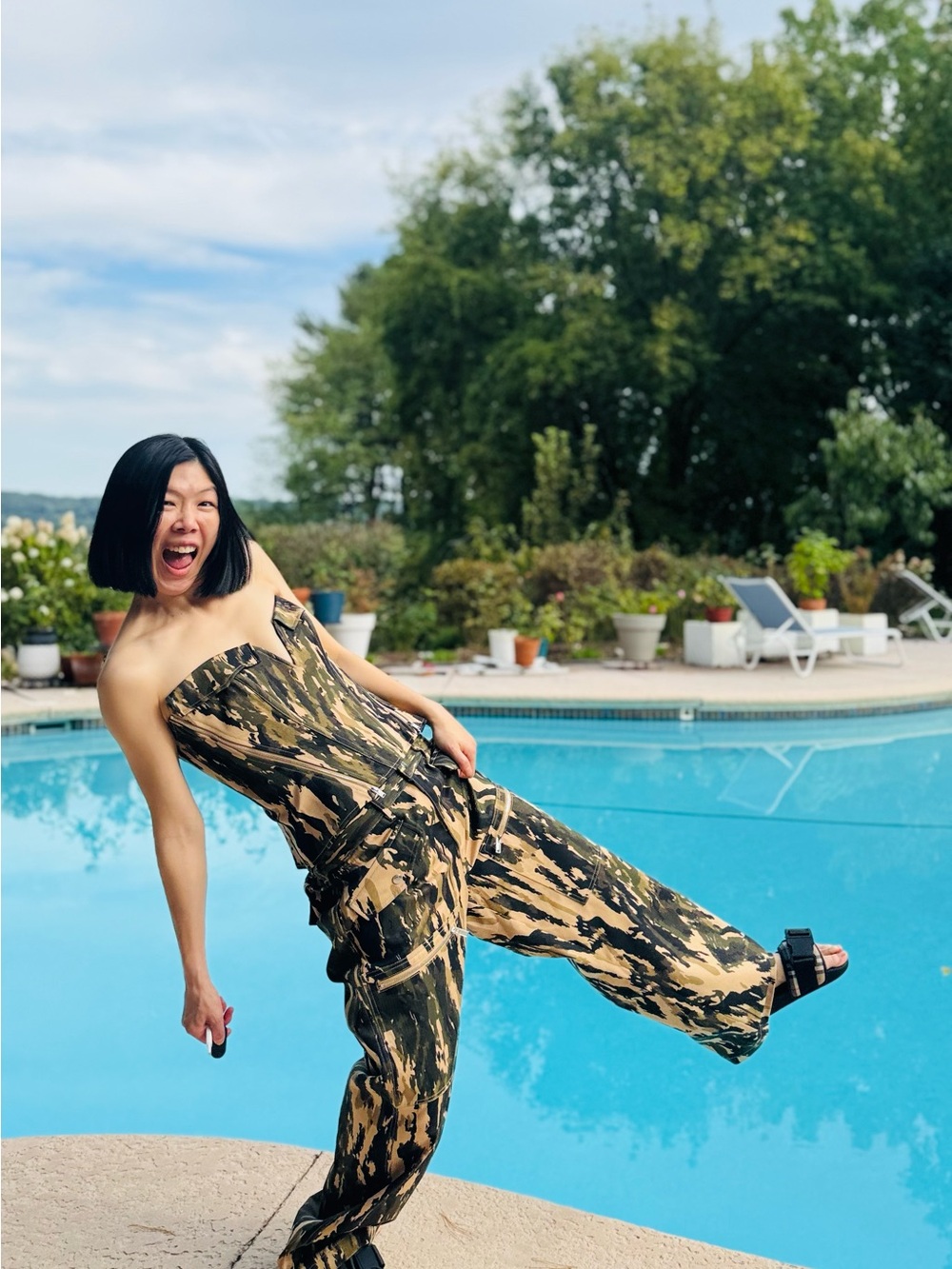 NWOT Dion Lee Strapless Camouflage Corset Top & Wide-Leg Pants Set, Size US 6 - Picture 4 of 6